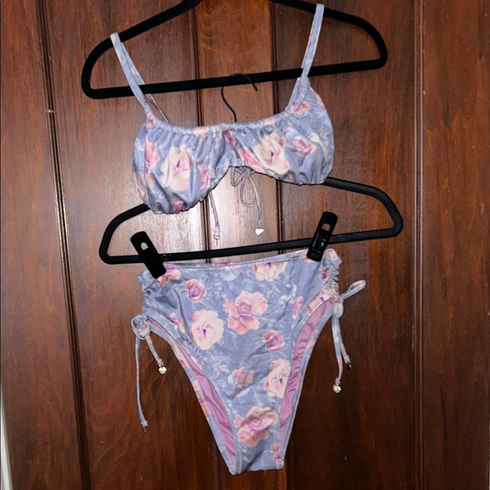 Victoria's Secret Blue and Pink Floral Bikini large